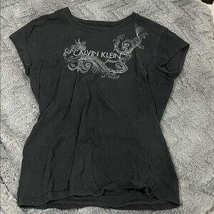 Calvin Klein Black Short Sleeve Tee with Shiny Design